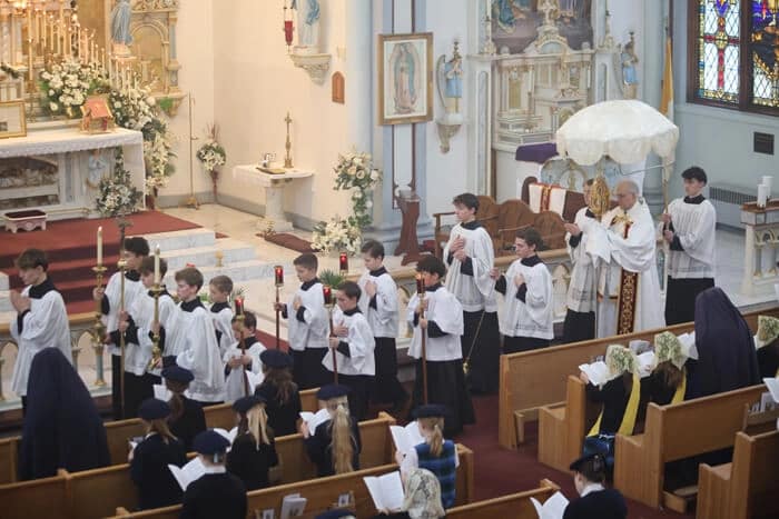 Procession of the Blessed Sacrament during the Forty Hours devotion.