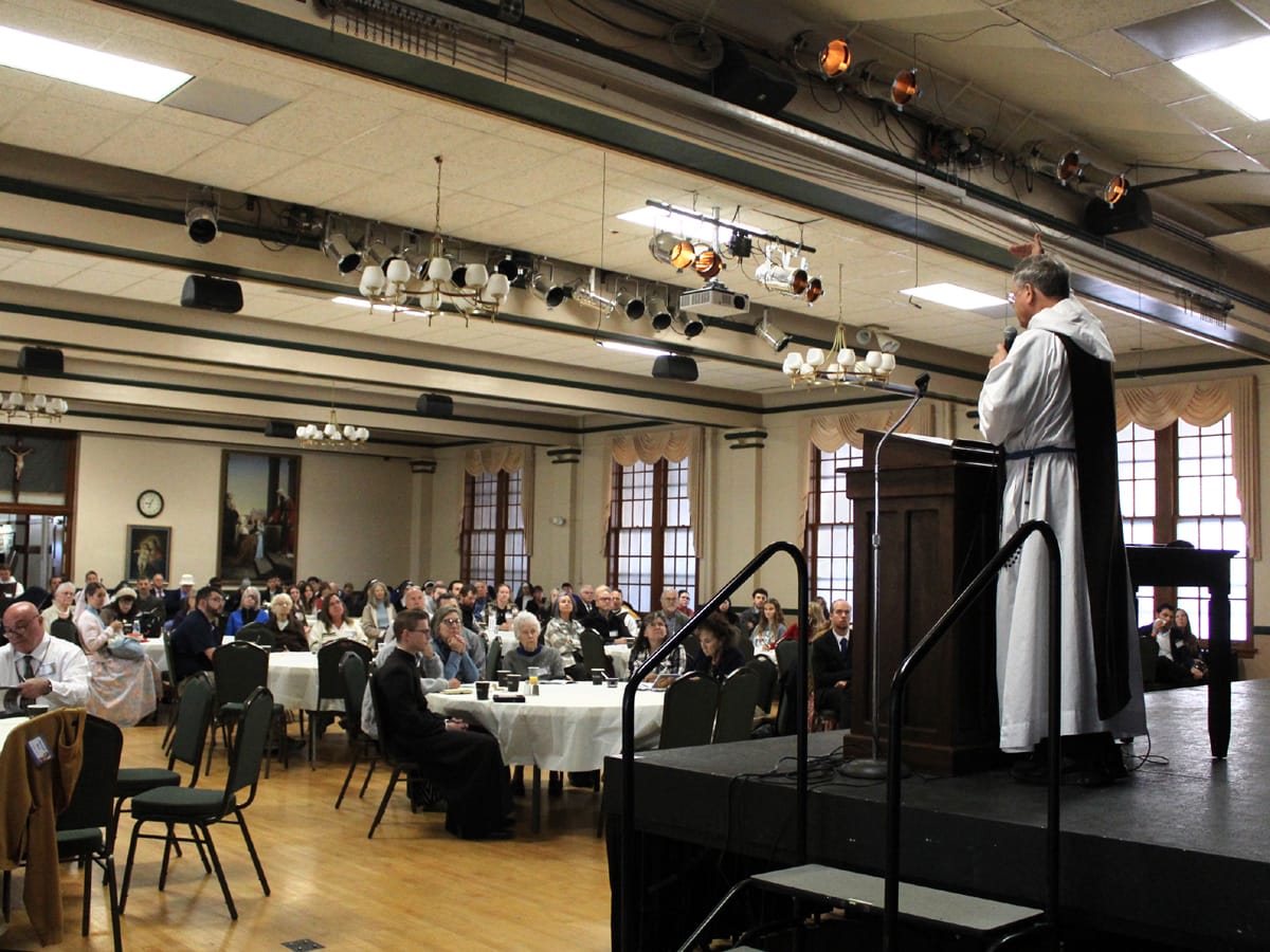 Fr. Dominic Radecki, CMRI, gave the first lecture, speaking on how to defeat the devil, who seeks the ruin of our souls.