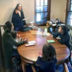 Sr. Maria Ines conducts a home catechism class for one of the families of Our Lady of Mount Carmel Church, Salem, New Hampshire. Sister Maria Ines conducts a catechism class.