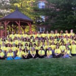 Group picture of Camp St. Philomena campers and staff at Mount St. Michael, Spokane.