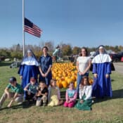 Sr. Maria Kazimiera and Sr. Mary Teresita and their students enjoy a warm autumn day at the pumpkin patch (Oakland, Maine). A fun day at the pumpkin patch