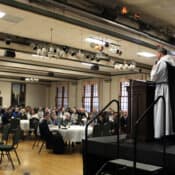 Fr. Dominic Radecki, CMRI, gave the first lecture, speaking on how to defeat the devil, who seeks the ruin of our souls.