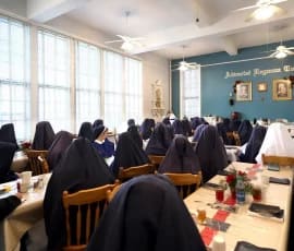 Rev Mother gives a spiritual talk to start out our “Family Day” during Christmas time while all the missionaries are home.