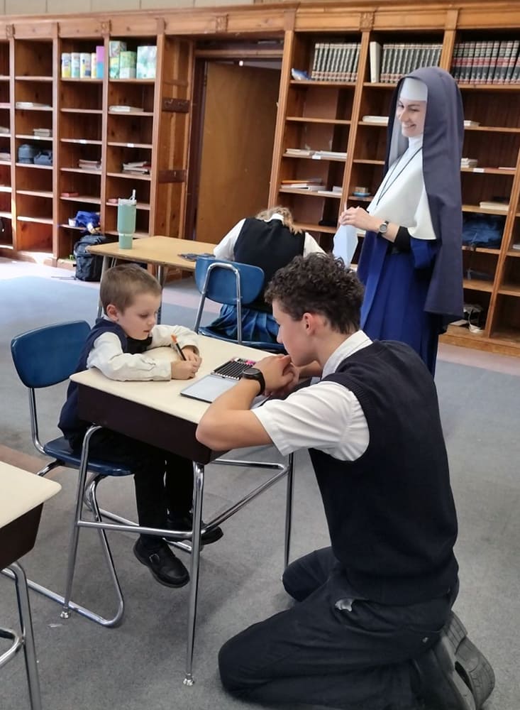 Activities for Catholic Schools Week provided opportunities for students of all ages to work on projects together.