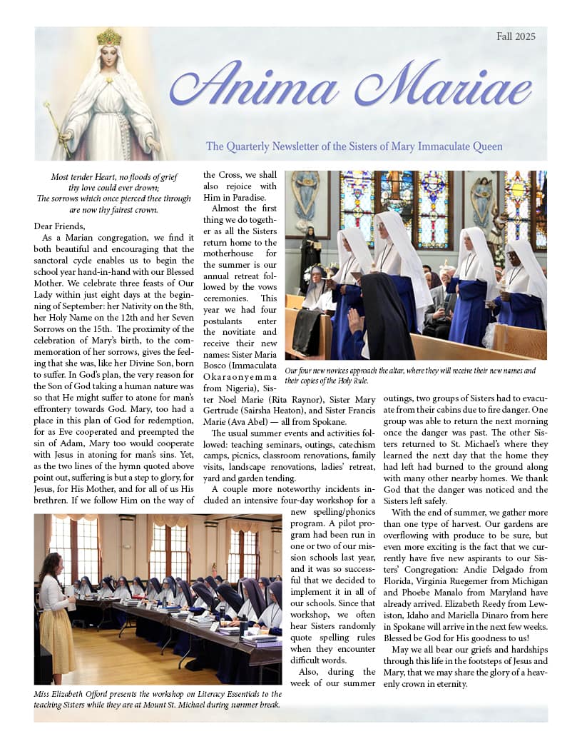 Fall 2025 Anima Mariae newsletter