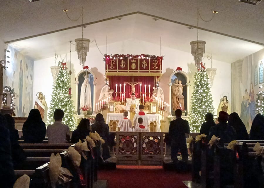Fr. Borja offers the Christmas Midnight Mass at Our Lady of Fatima Shrine (Weeki Wachee, Florida).