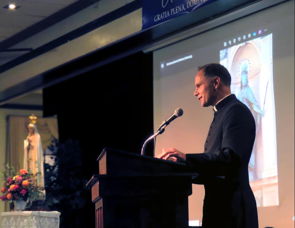 Fr. Heyne used a slide presentation during his talk