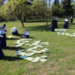 Wind was a formidable obstacle to an enjoyable game of lawn Bananagrams.
Outdoor games were a prelude to our Mother’s Day picnic on the lawn. lawn bananagrams on Mothers' Day