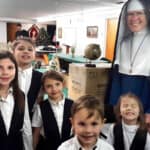 Among her many duties, Rev. Mother Mary Agnes travels to all the missions each year. Her trip to Middleville, Michigan, coincided with Catholic Schools Week. Rev. Mother visits our school in Middleville, Michigan.