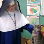 Mother Mary Dominica takes a break from school preparations.