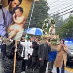 Procession in the rain