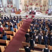 The closing Mass of Catholic Schools week was a high Mass on the Feast of St. John Bosco, sung by the entire student body.