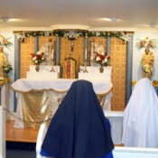 Sisters preparing for vows or reception as novices spend an extra hour in private prayer every day in the presence of the Blessed Sacrament.