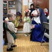 Sr. Mary Bernadette interacts with the tiny saints at Our Lady of Mount Carmel Parish in Salem, New Hampshire. Sr. Mary Bernadette interacts with the tiny saints at Our Lady of Mount Carmel Parish in Salem, New Hampshire.