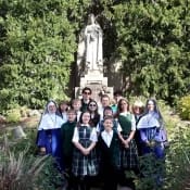 Students and teachers from St. Joseph’s of Wayne, Michigan, venerated the relics of St. Therese on her feastday when the reliquary was brought on tour to the U.S. This photo is taken on the grounds of the National Shrine of the Little Flower in Royal Oak, Michigan. Students and teachers from St. Joseph’s of Wayne, Michigan, venerated the relics of St. Therese on her feastday when the reliquary was brought on tour to the U.S. This photo is taken on the grounds of the National Shrine of the Little Flower in Royal Oak, Michigan.