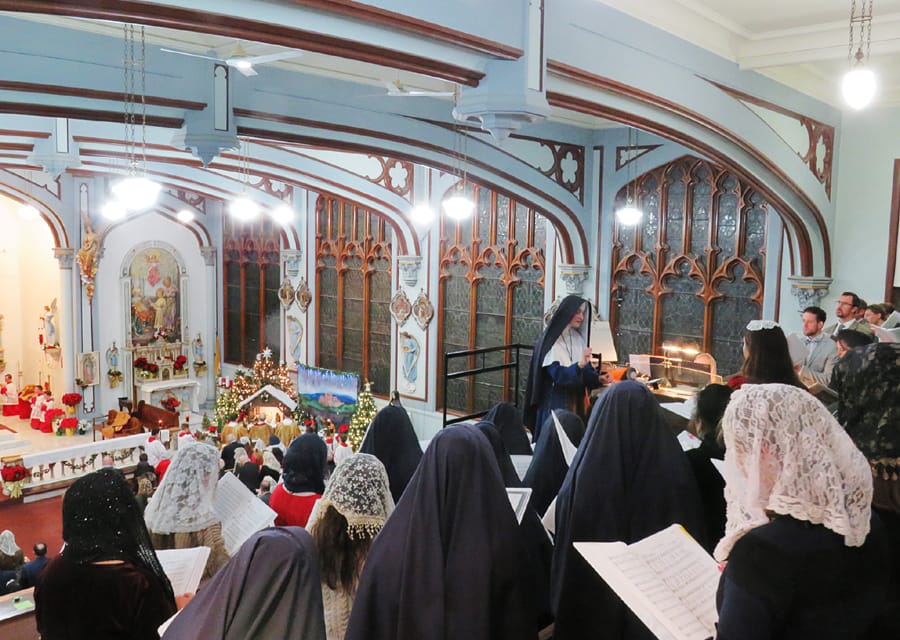 The choir loft (as well as the body of the church) was packed for Christmas Midnight Mass at Mount St. Michael