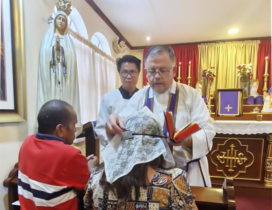 Fr. Gerard McKee, CMRI, during his mission to the faithful in the Philippines.
